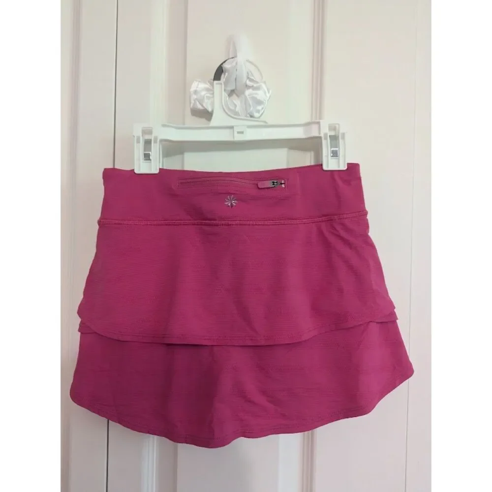 Athleta Girl Pink Swing Skort Skirt Tiered Ruffle Layers Medium 8/10